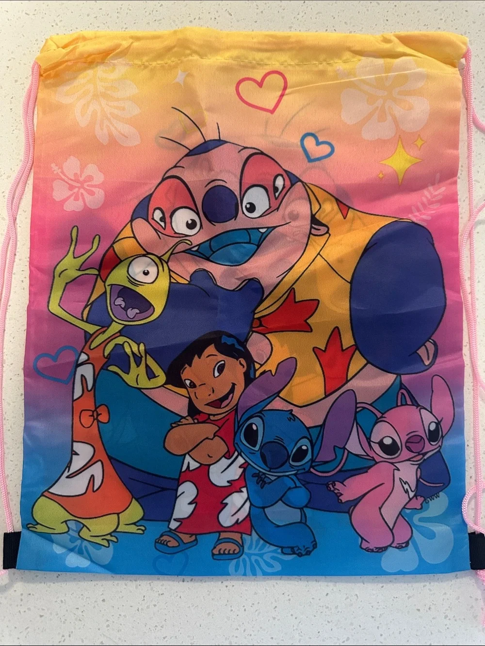 Blue and Pink Kids Drawstring Backpack, NWOT